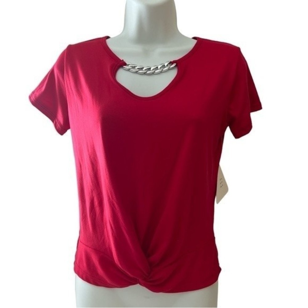 Wild Love red Top With Gold Chain Accent NWT​​